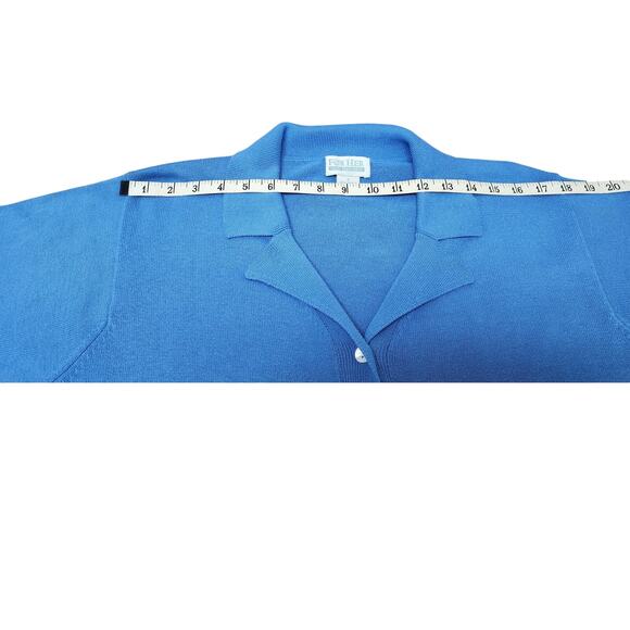 Van Heusen "For Her" VTG Blue Short Sleeve Knit Collard Blouse Women's Siz Small - Picture 3 of 7